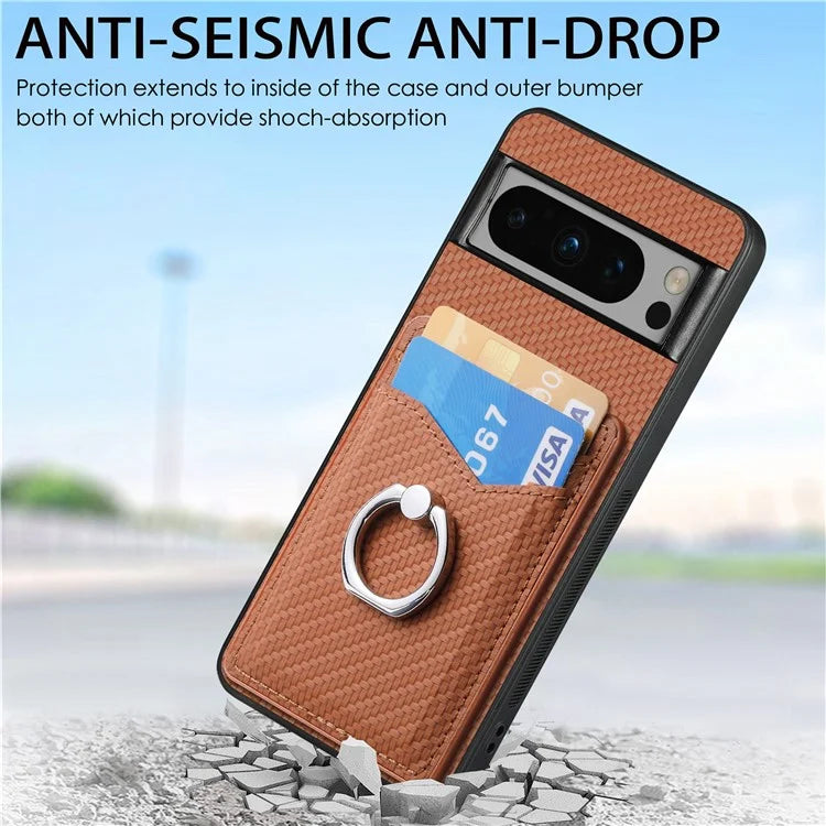 C1-8 For Google Pixel 8 Pro Kickstand Case Leather Coated PC+TPU Phone Cover Wholesale