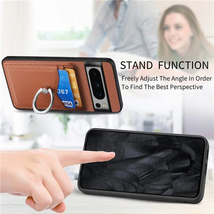 C1-8 For Google Pixel 8 Pro Kickstand Case Leather Coated PC+TPU Phone Cover Wholesale