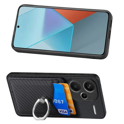 C1-8 For Xiaomi Redmi Note 13 Pro+ 5G Kickstand Case Carbon Fiber PU Card Slots Phone Cover