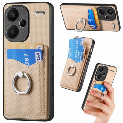 C1-8 For Xiaomi Redmi Note 13 Pro+ 5G Kickstand Case Carbon Fiber PU Card Slots Phone Cover