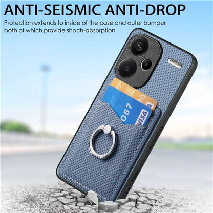 C1-8 For Xiaomi Redmi Note 13 Pro+ 5G Kickstand Case Carbon Fiber PU Card Slots Phone Cover