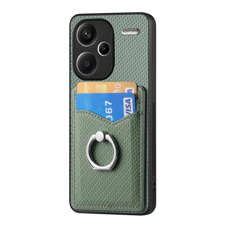 C1-8 For Xiaomi Redmi Note 13 Pro+ 5G Kickstand Case Carbon Fiber PU Card Slots Phone Cover