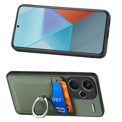 C1-8 For Xiaomi Redmi Note 13 Pro+ 5G Kickstand Case Carbon Fiber PU Card Slots Phone Cover