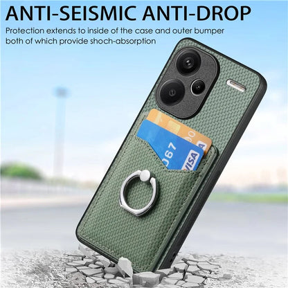 C1-8 For Xiaomi Redmi Note 13 Pro+ 5G Kickstand Case Carbon Fiber PU Card Slots Phone Cover