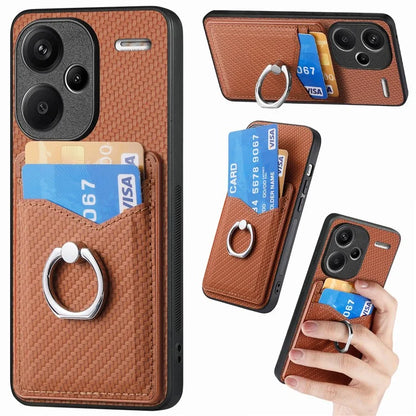 C1-8 For Xiaomi Redmi Note 13 Pro+ 5G Kickstand Case Carbon Fiber PU Card Slots Phone Cover