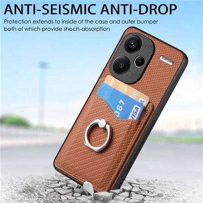 C1-8 For Xiaomi Redmi Note 13 Pro+ 5G Kickstand Case Carbon Fiber PU Card Slots Phone Cover