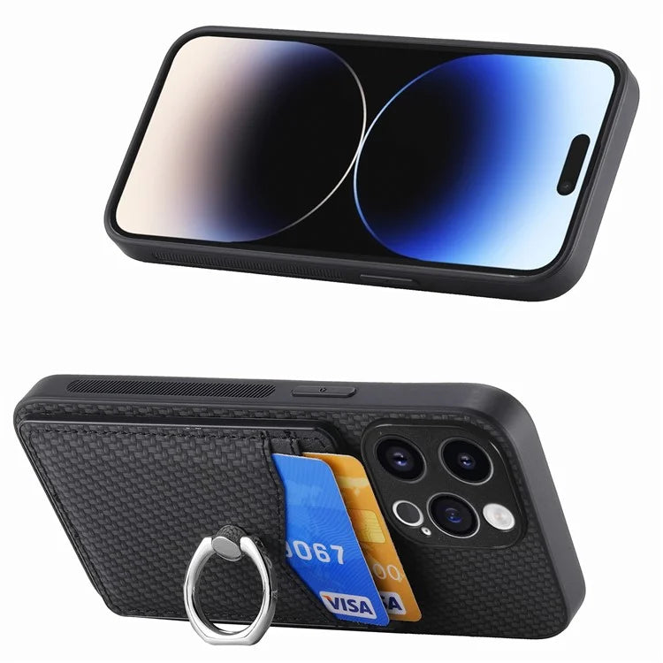 C1-8 For iPhone 13 Pro Case PU Leather+PC+TPU Phone Cover with Finger Ring Holder
