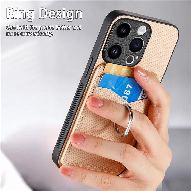 C1-8 For iPhone 13 Pro Case PU Leather+PC+TPU Phone Cover with Finger Ring Holder