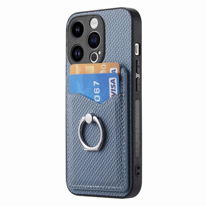 C1-8 For iPhone 13 Pro Case PU Leather+PC+TPU Phone Cover with Finger Ring Holder