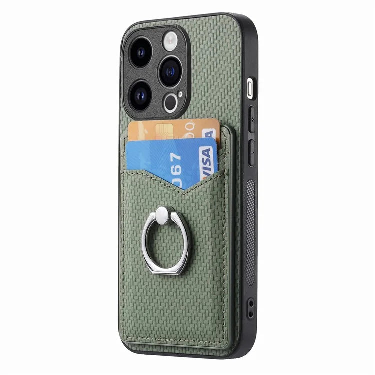 C1-8 For iPhone 13 Pro Case PU Leather+PC+TPU Phone Cover with Finger Ring Holder