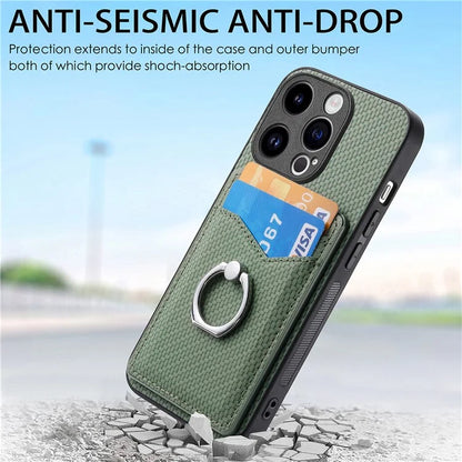 C1-8 For iPhone 13 Pro Max Kickstand Case Leather+PC+TPU Card Holder Phone Cover