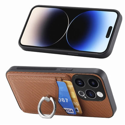 C1-8 For iPhone 13 Pro Max Kickstand Case Leather+PC+TPU Card Holder Phone Cover