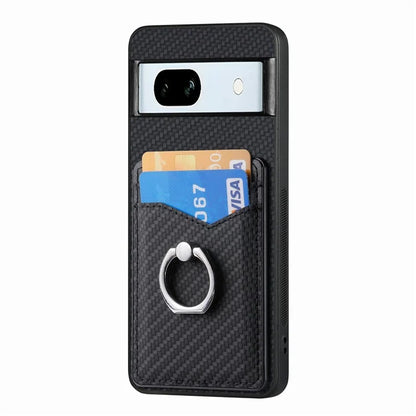 C1-8 For Google Pixel 7a Case Card Holder PU Leather+PC+TPU Carbon Fiber Texture Phone Cover