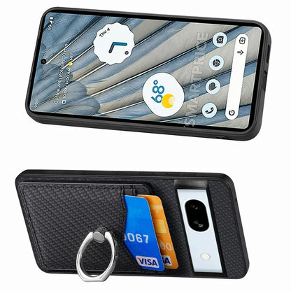C1-8 For Google Pixel 7a Case Card Holder PU Leather+PC+TPU Carbon Fiber Texture Phone Cover