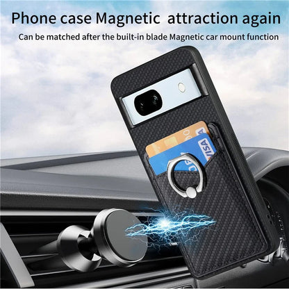 C1-8 For Google Pixel 7a Case Card Holder PU Leather+PC+TPU Carbon Fiber Texture Phone Cover