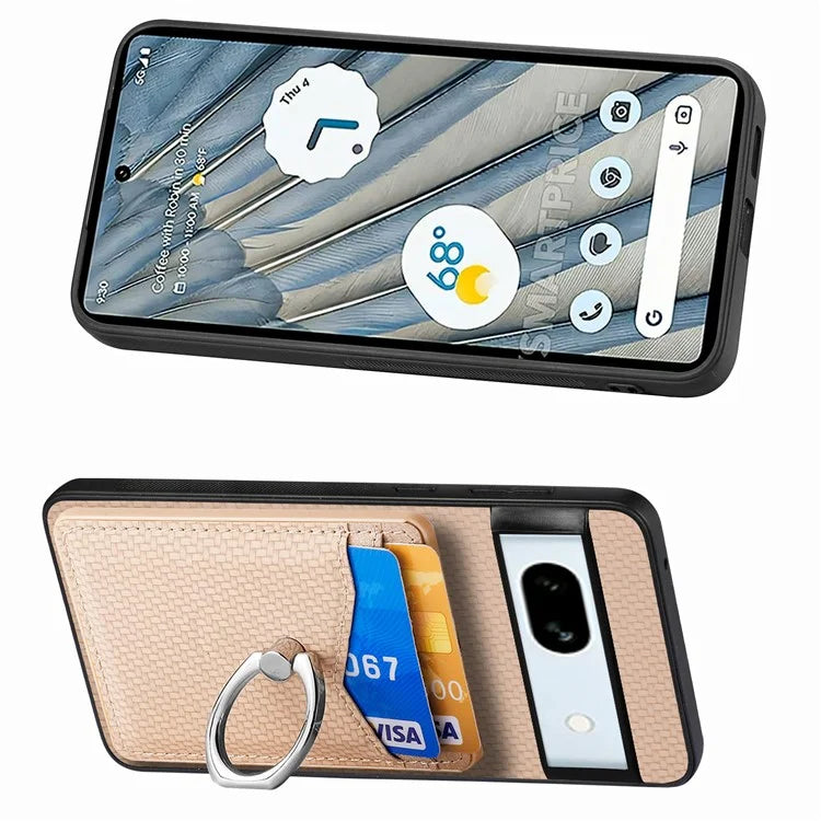C1-8 For Google Pixel 7a Case Card Holder PU Leather+PC+TPU Carbon Fiber Texture Phone Cover