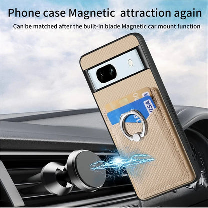 C1-8 For Google Pixel 7a Case Card Holder PU Leather+PC+TPU Carbon Fiber Texture Phone Cover