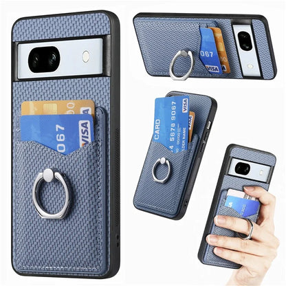 C1-8 For Google Pixel 7a Case Card Holder PU Leather+PC+TPU Carbon Fiber Texture Phone Cover