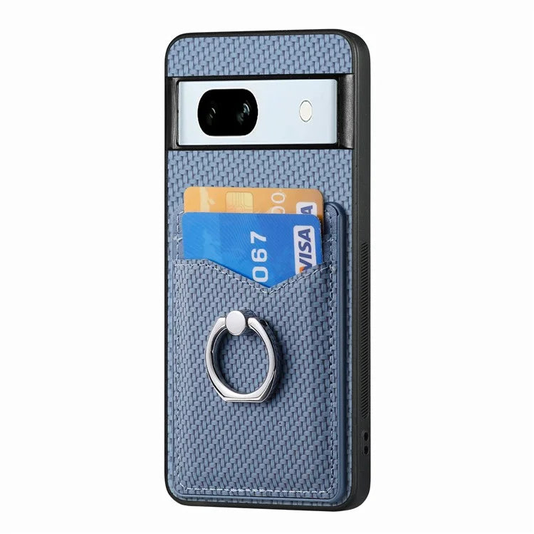C1-8 For Google Pixel 7a Case Card Holder PU Leather+PC+TPU Carbon Fiber Texture Phone Cover