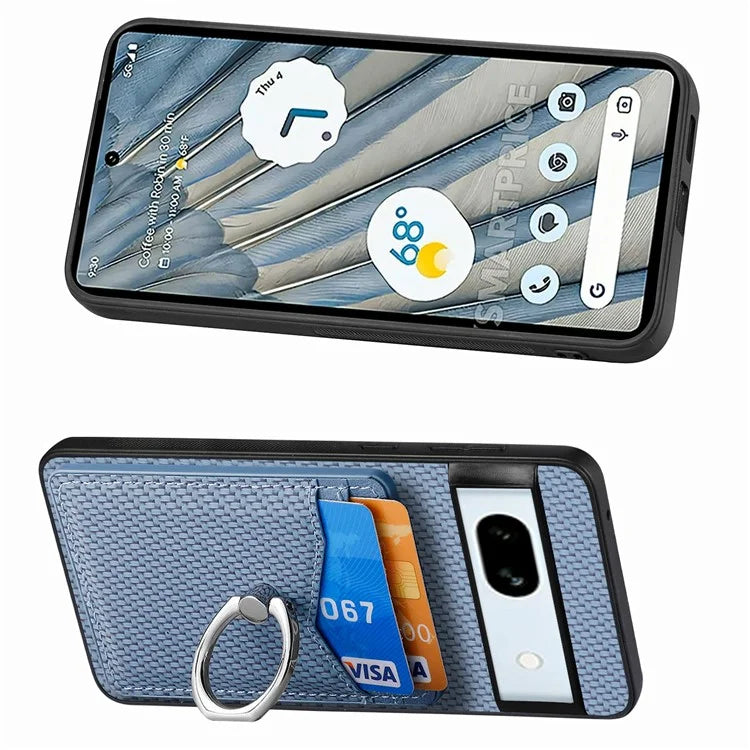 C1-8 For Google Pixel 7a Case Card Holder PU Leather+PC+TPU Carbon Fiber Texture Phone Cover