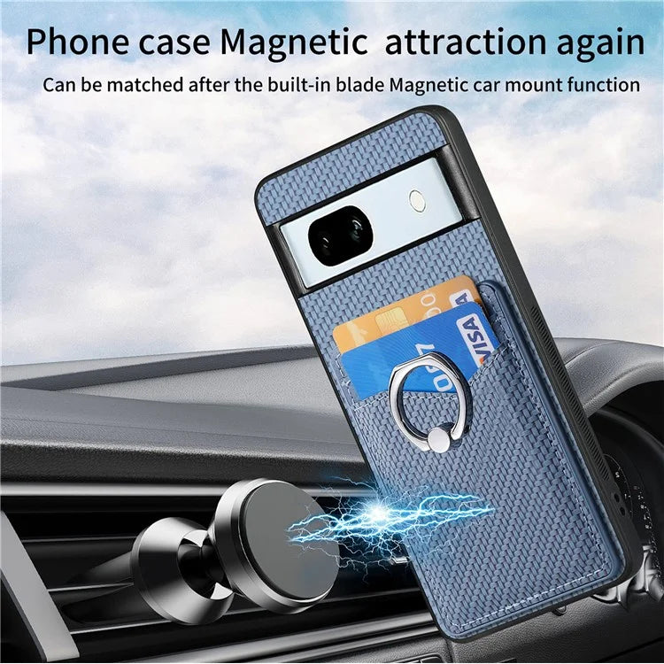C1-8 For Google Pixel 7a Case Card Holder PU Leather+PC+TPU Carbon Fiber Texture Phone Cover