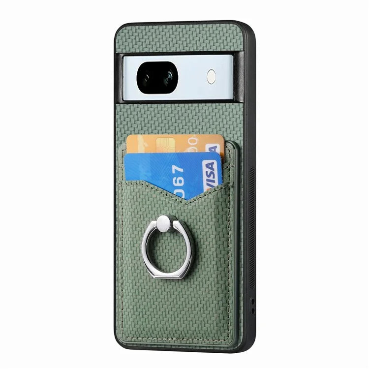 C1-8 For Google Pixel 7a Case Card Holder PU Leather+PC+TPU Carbon Fiber Texture Phone Cover