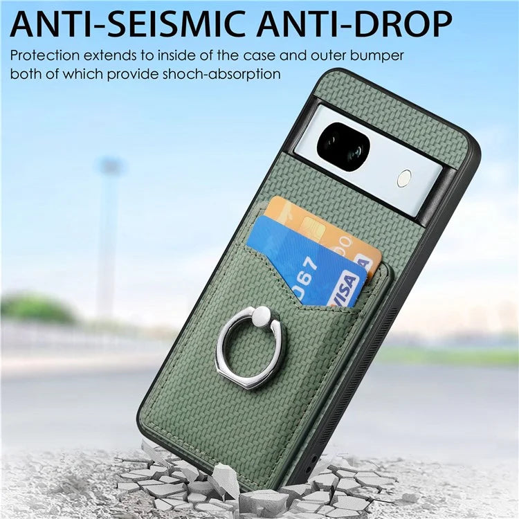 C1-8 For Google Pixel 7a Case Card Holder PU Leather+PC+TPU Carbon Fiber Texture Phone Cover