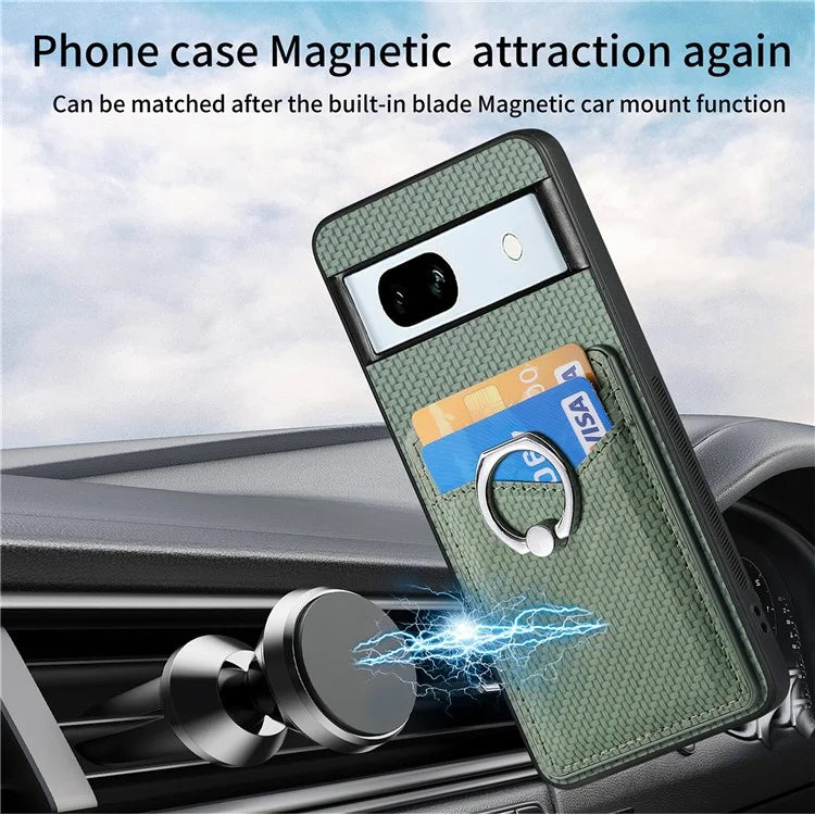 C1-8 For Google Pixel 7a Case Card Holder PU Leather+PC+TPU Carbon Fiber Texture Phone Cover