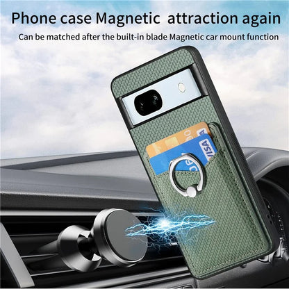 C1-8 For Google Pixel 7a Case Card Holder PU Leather+PC+TPU Carbon Fiber Texture Phone Cover