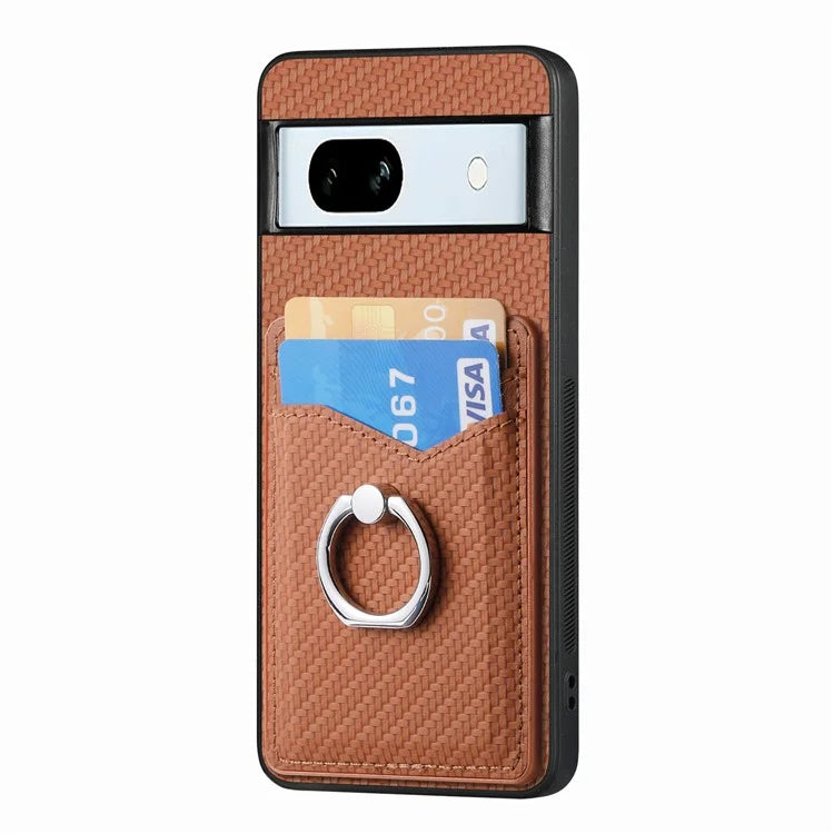 C1-8 For Google Pixel 7a Case Card Holder PU Leather+PC+TPU Carbon Fiber Texture Phone Cover