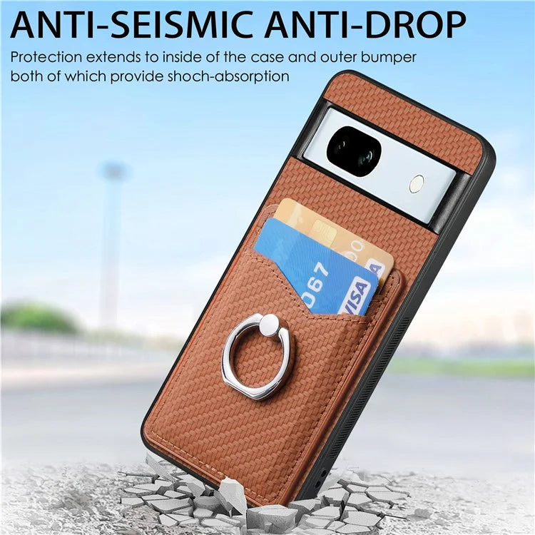 C1-8 For Google Pixel 7a Case Card Holder PU Leather+PC+TPU Carbon Fiber Texture Phone Cover
