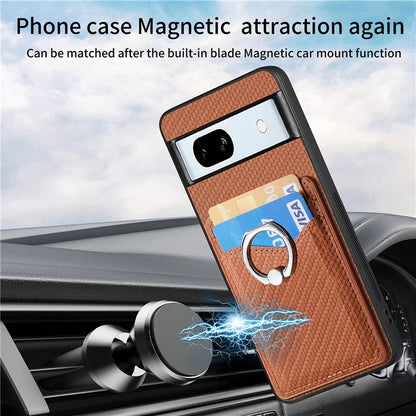 C1-8 For Google Pixel 7a Case Card Holder PU Leather+PC+TPU Carbon Fiber Texture Phone Cover