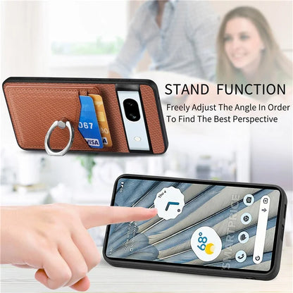 C1-8 For Google Pixel 7a Case Card Holder PU Leather+PC+TPU Carbon Fiber Texture Phone Cover