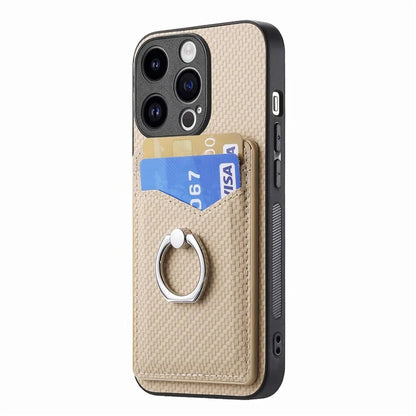 C1-8 For iPhone 14 Pro Max Case Card Slots Leather+PC+TPU Cover with Ring Kickstand