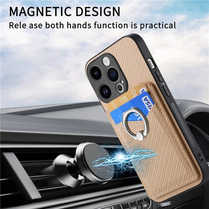 C1-8 For iPhone 14 Pro Max Case Card Slots Leather+PC+TPU Cover with Ring Kickstand