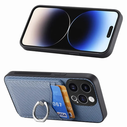C1-8 For iPhone 14 Pro Max Case Card Slots Leather+PC+TPU Cover with Ring Kickstand