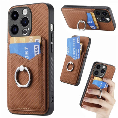 C1-8 For iPhone 14 Pro Max Case Card Slots Leather+PC+TPU Cover with Ring Kickstand
