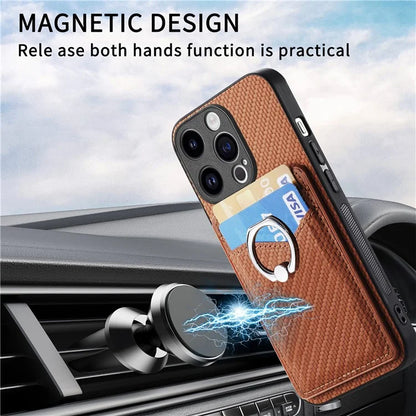 C1-8 For iPhone 14 Pro Max Case Card Slots Leather+PC+TPU Cover with Ring Kickstand
