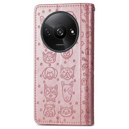 For Xiaomi Redmi A3 / Poco C61 4G Case Cute Cat Dog Imprinted PU Leather Flip Phone Cover