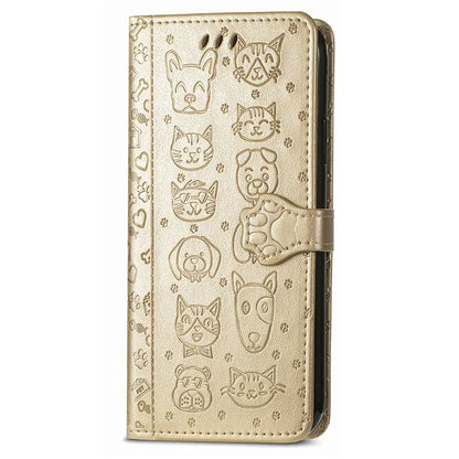 For Xiaomi Redmi A3 / Poco C61 4G Case Cute Cat Dog Imprinted PU Leather Flip Phone Cover