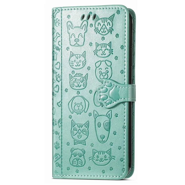 For Xiaomi Redmi A3 / Poco C61 4G Case Cute Cat Dog Imprinted PU Leather Flip Phone Cover