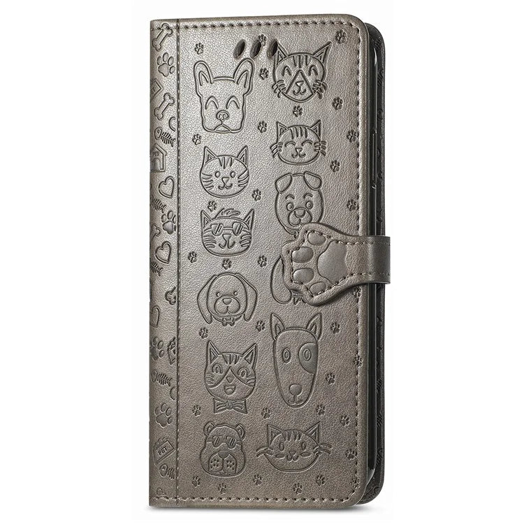 For Xiaomi Redmi A3 / Poco C61 4G Case Cute Cat Dog Imprinted PU Leather Flip Phone Cover