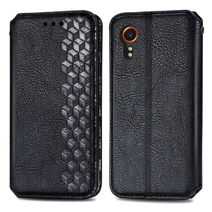 For Samsung Galaxy Xcover7 Case Magnetic Closure PU Leather Rhombus Phone Cover