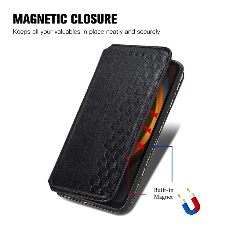 For Samsung Galaxy Xcover7 Case Magnetic Closure PU Leather Rhombus Phone Cover
