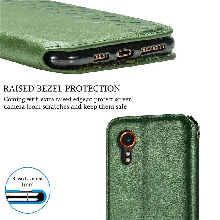 For Samsung Galaxy Xcover7 Case Magnetic Closure PU Leather Rhombus Phone Cover