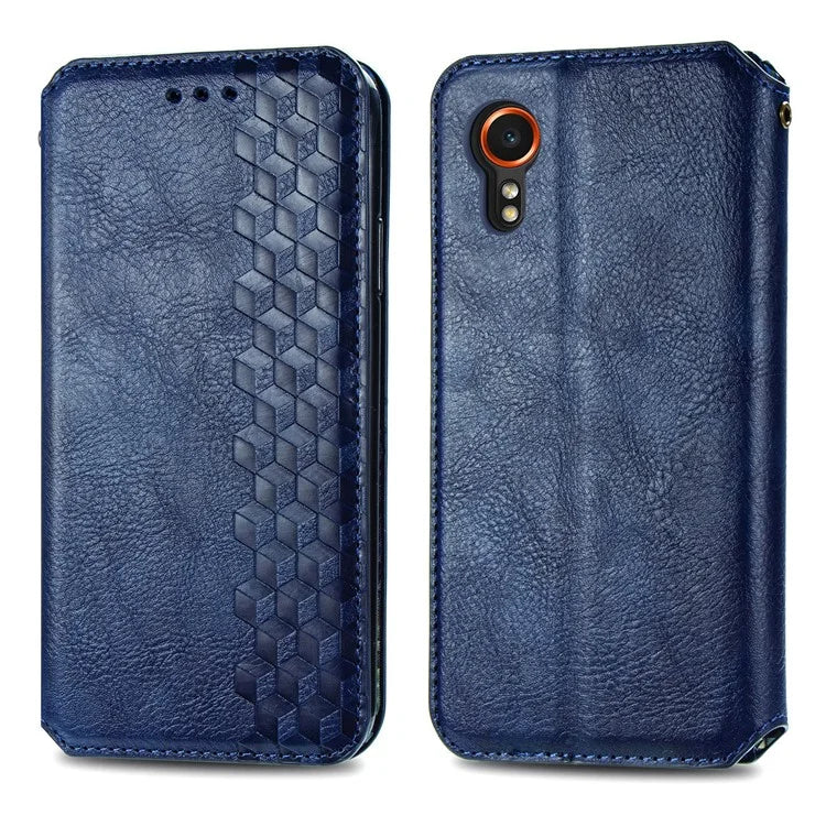 For Samsung Galaxy Xcover7 Case Magnetic Closure PU Leather Rhombus Phone Cover