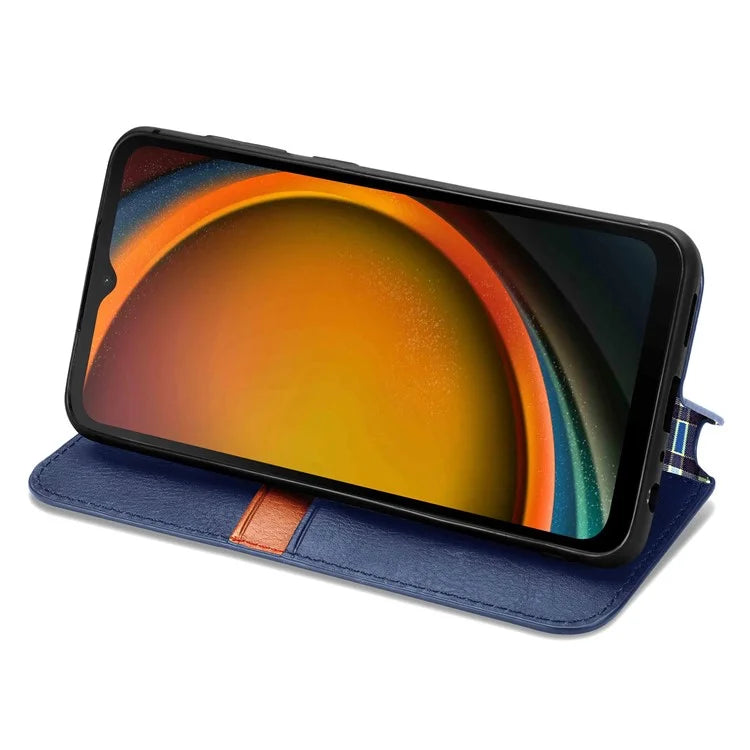 For Samsung Galaxy Xcover7 Case Magnetic Closure PU Leather Rhombus Phone Cover