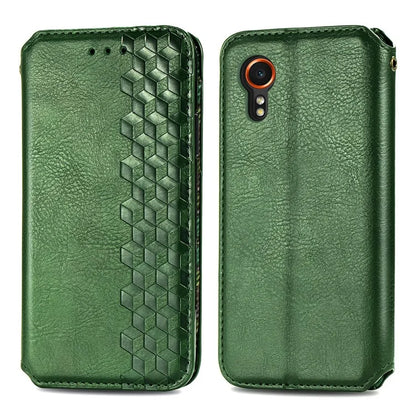 For Samsung Galaxy Xcover7 Case Magnetic Closure PU Leather Rhombus Phone Cover