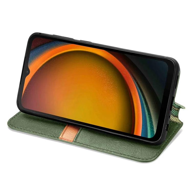 For Samsung Galaxy Xcover7 Case Magnetic Closure PU Leather Rhombus Phone Cover