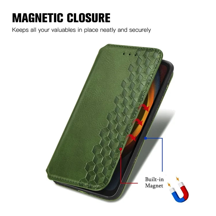 For Samsung Galaxy Xcover7 Case Magnetic Closure PU Leather Rhombus Phone Cover